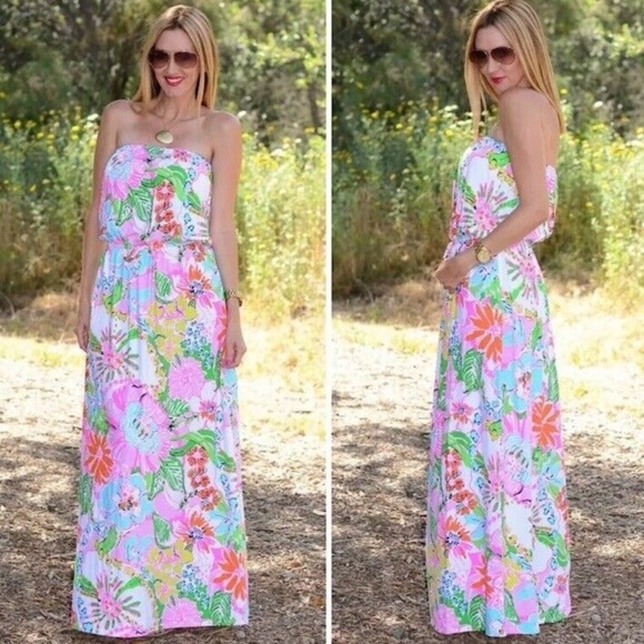 Lilly Pulitzer Dresses & Skirts - LILLY PULITZER Nosey Posey Floral strapless Maxi size Medium